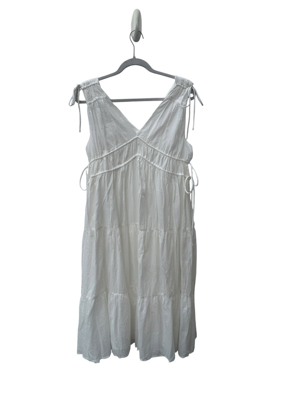 NWOT Mod Ref White Lightweight Tiered Maxi Dress with Tie Shoulders